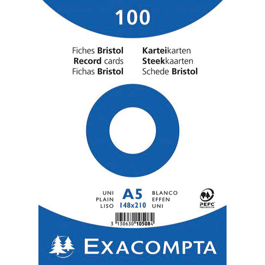 Exacompta Karteikarte DIN A5 blanko weiß 100 St./Pack.
