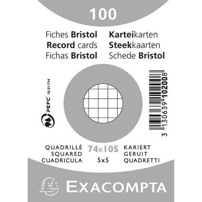 Exacompta Karteikarte DIN A7 kariert weiß 100 St./Pack.