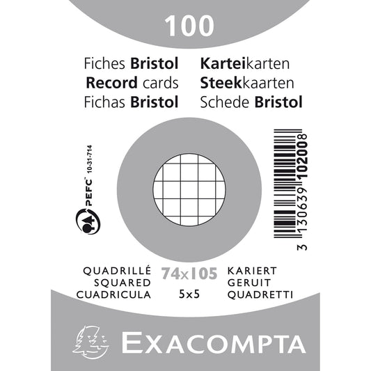 Exacompta Karteikarte DIN A7 kariert weiß 100 St./Pack.