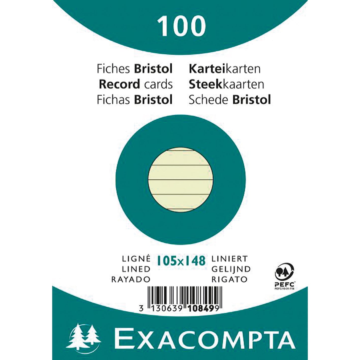 Exacompta Karteikarte DIN A6 liniert grün 100 St./Pack.