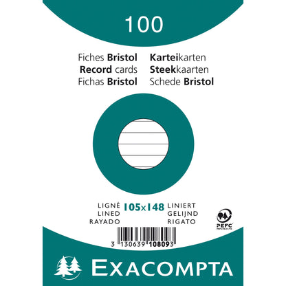 Exacompta Karteikarte DIN A6 liniert weiß 100 St./Pack.