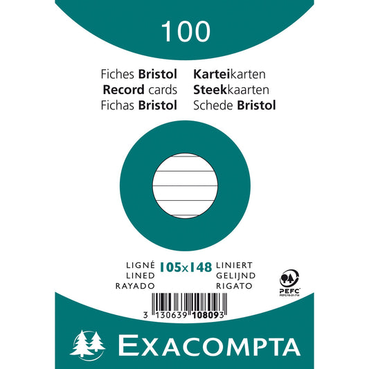 Exacompta Karteikarte DIN A6 liniert weiß 100 St./Pack.