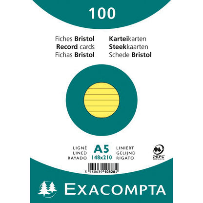 Exacompta Karteikarte DIN A5 liniert gelb 100 St./Pack.