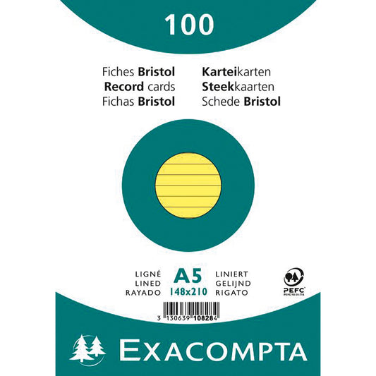 Exacompta Karteikarte DIN A5 liniert gelb 100 St./Pack.