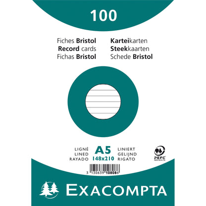 Exacompta Karteikarte DIN A5 liniert weiß 100 St./Pack.