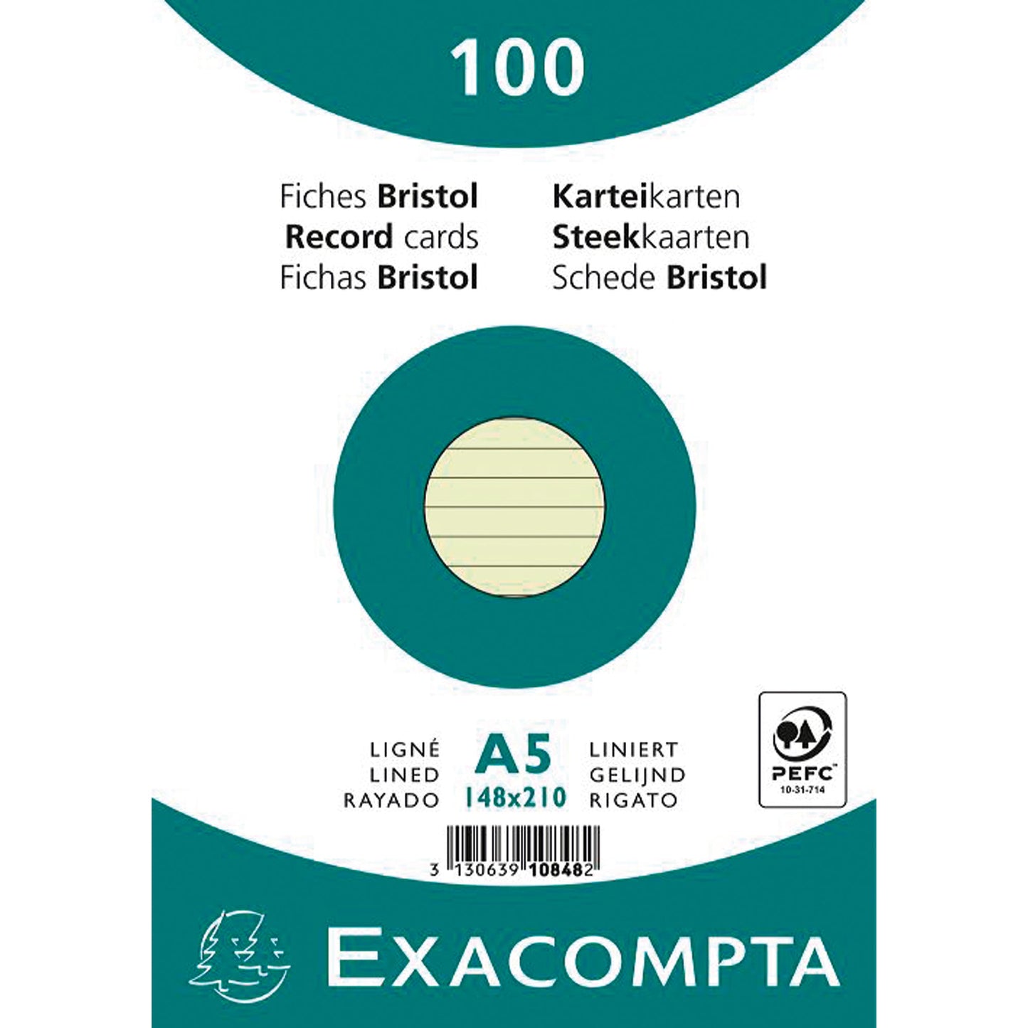 Exacompta Karteikarte DIN A5 liniert grün 100 St./Pack.