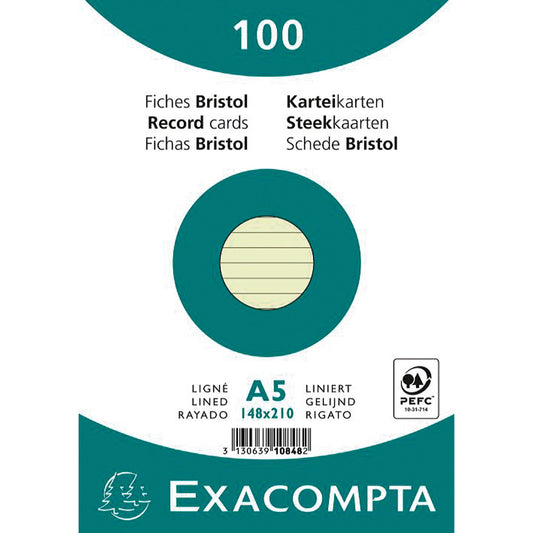 Exacompta Karteikarte DIN A5 liniert grün 100 St./Pack.