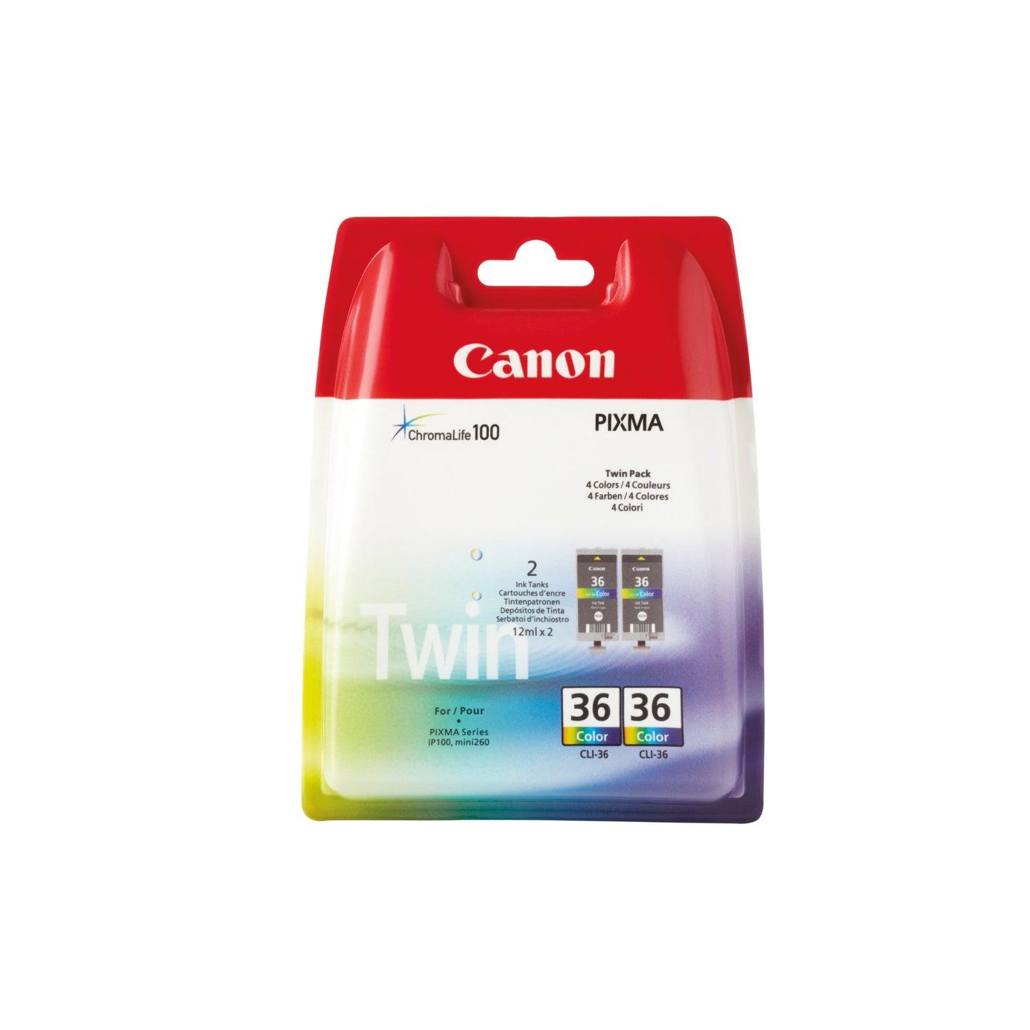 Canon Tintenpatrone Originalzubehör CLI-36 C/M/Y ca. 2 x 249 Seiten mehrfarbig 2 x 12ml 2 St./Pack.