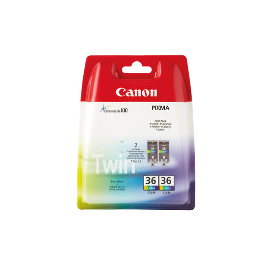 Canon Tintenpatrone Originalzubehör CLI-36 C/M/Y ca. 2 x 249 Seiten mehrfarbig 2 x 12ml 2 St./Pack.