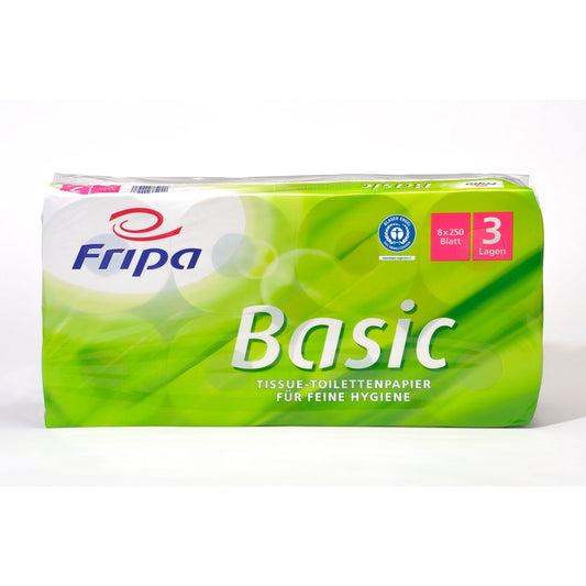 Fripa Toilettenpapier Basic 3-lagig weiß 250 Bl./Rl. 8 Rl./Pack.