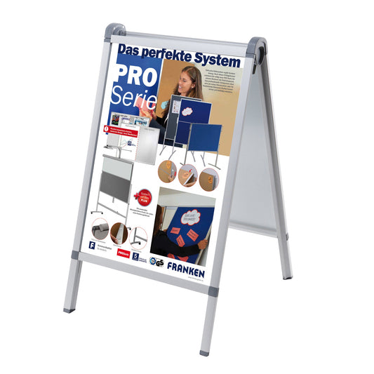 FRANKEN Kundenstopper Outdoor PRO 64 x 110 x 76 cm (B x H x T) DIN A1 Aluminium silber