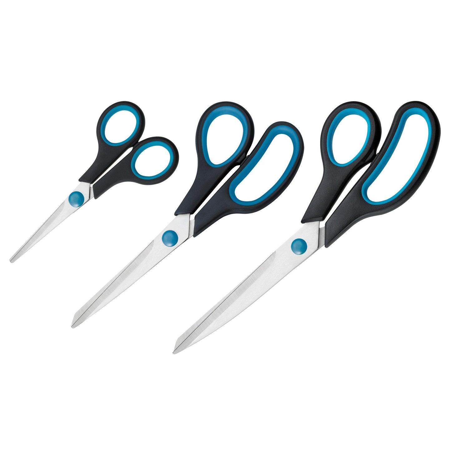 Westcott Universalschere Easy Grip Set 140, 201, 247mm Rechtshänder Stahl schwarz/blau 3 St./Pack.