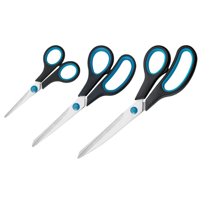 Westcott Universalschere Easy Grip Set 140, 201, 247mm Rechtshänder Stahl schwarz/blau 3 St./Pack.
