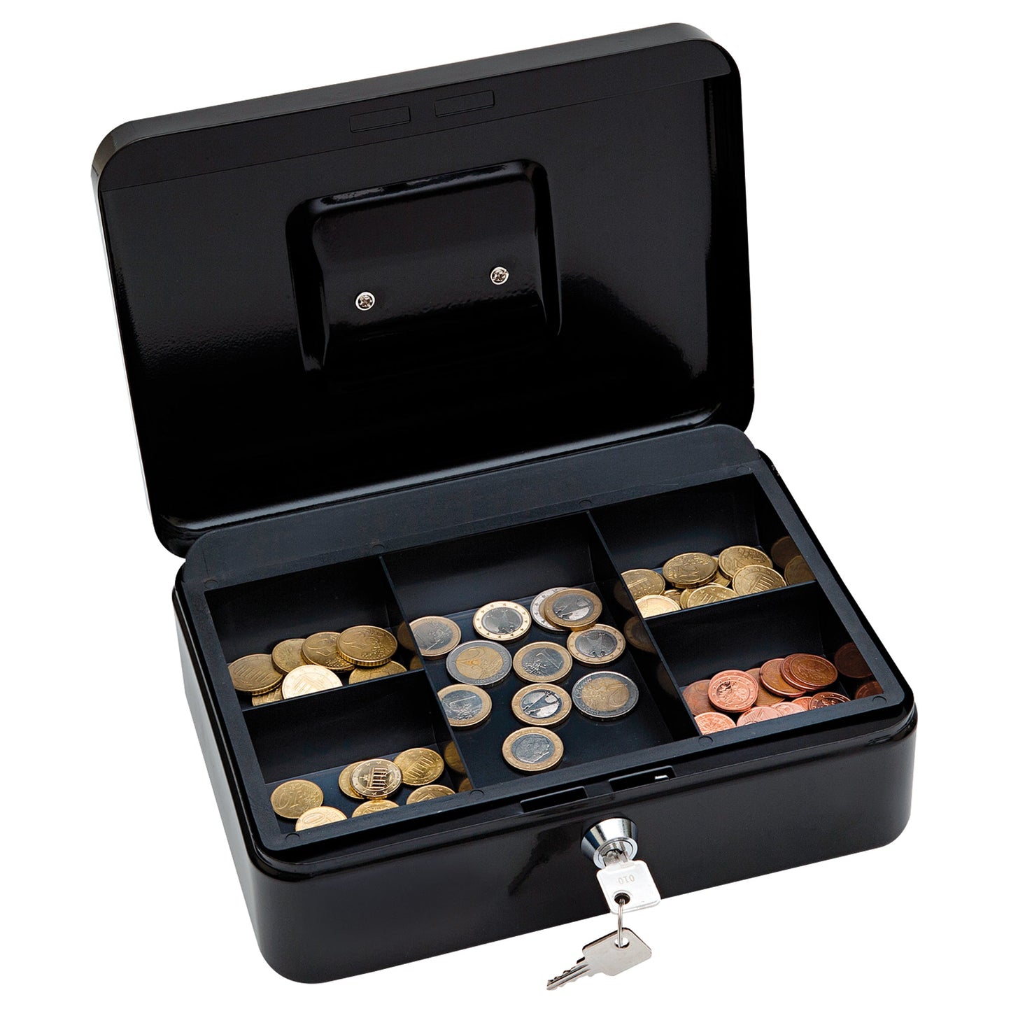 WEDO® Geldkassette 25 x 9 x 18 cm (B x H x T) 1 Fach für Banknoten 5 Fächer für Hartgeld mit Schloss Stahl schwarz