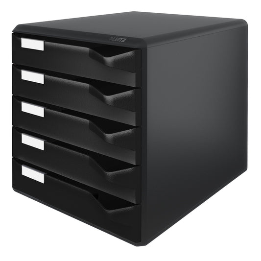 Leitz Schubladenbox Post-Set 5 Schubladen DIN A4 Polystyrol Gehäusefarbe: schwarz Farbe der Schublade: schwarz