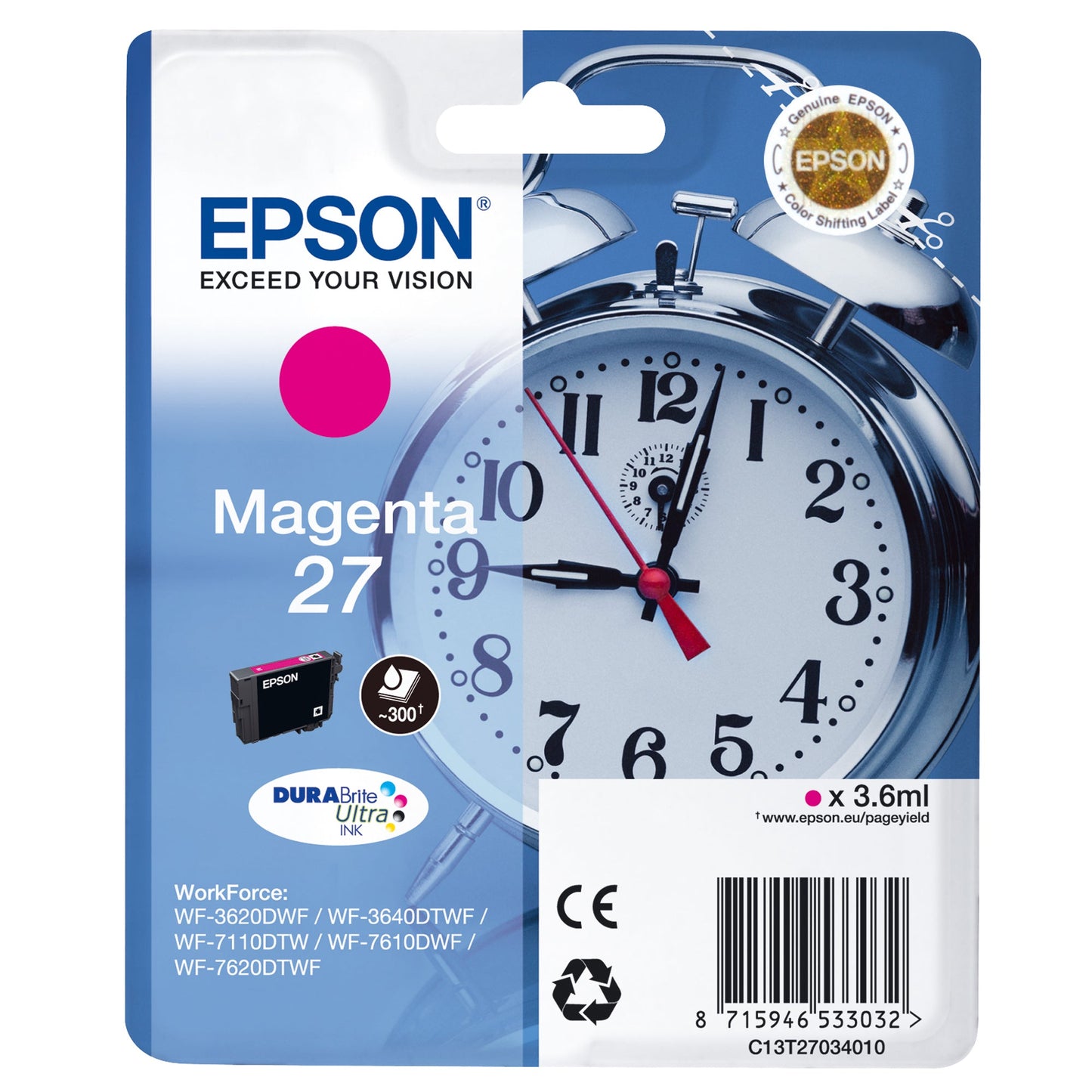 Epson Tintenpatrone Originalzubehör 27 ca. 300 Seiten magenta 3,6ml