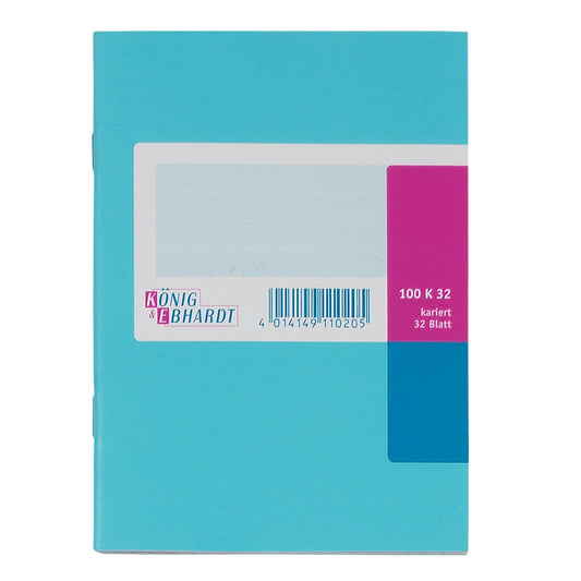 König & Ebhardt Geschäftsbuch DIN A6 kariert hellblau/magenta 32 Bl.
