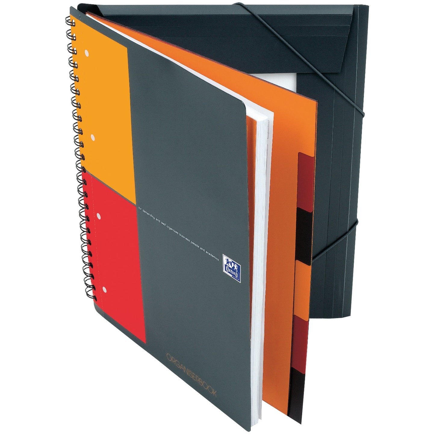Oxford Collegeblock International Organiserbook DIN A4+ kariert 80g/m² Polypropylen grau/orange/rot 80 Bl.