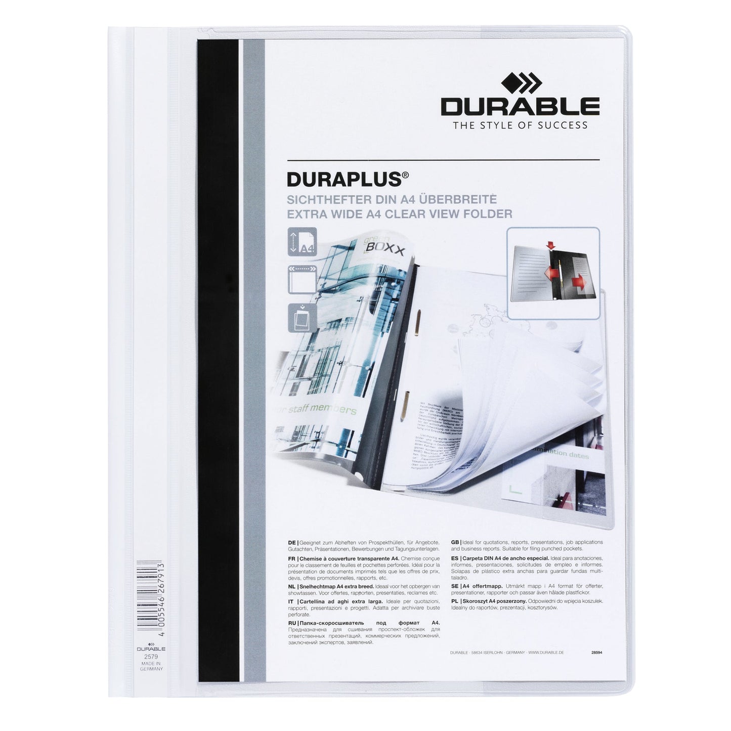 DURABLE Angebotshefter DURAPLUS® DIN A4, Überbreite PVC weiß