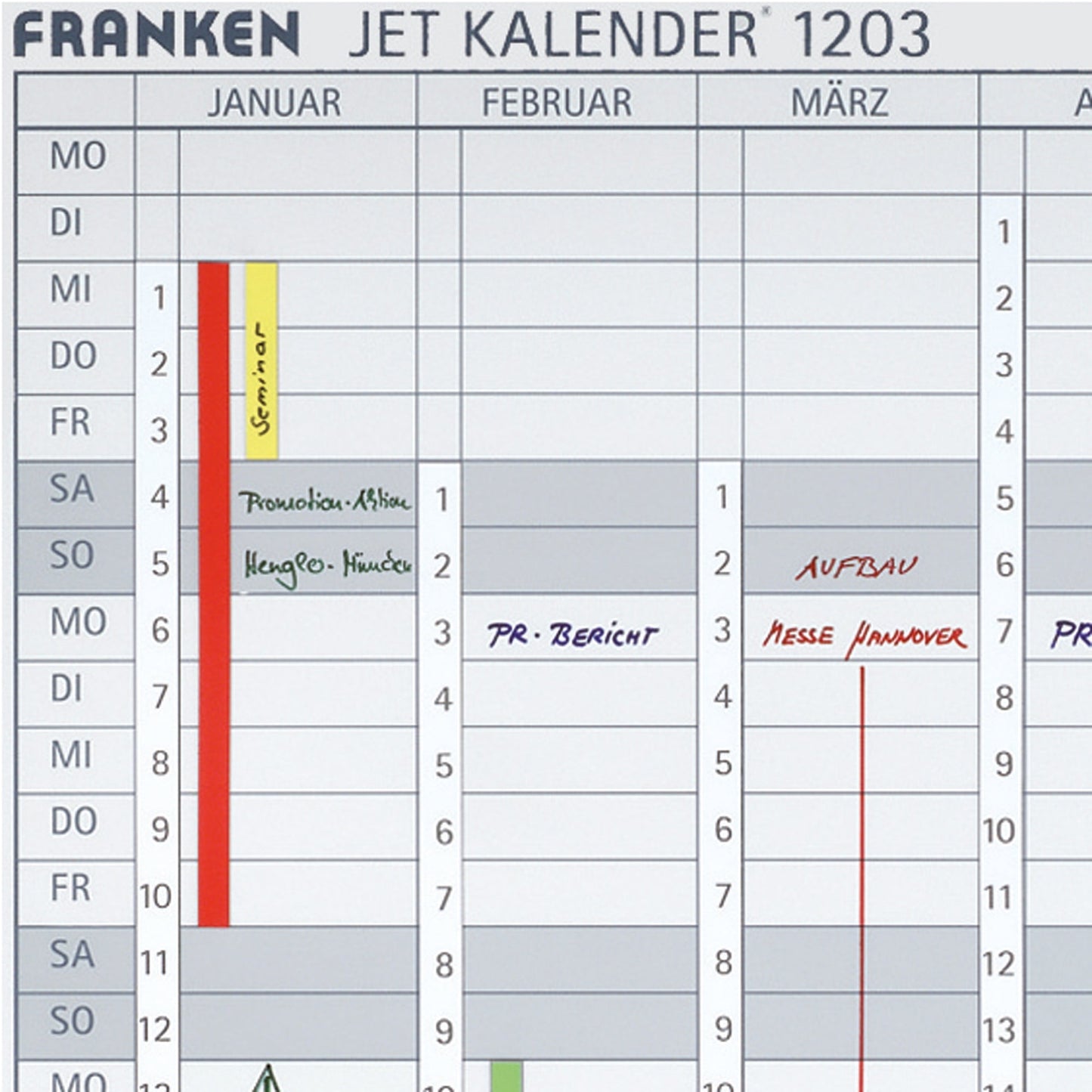 FRANKEN Datumstreifen undatiert 17,5 x 67,5 cm (B x H) 1-31 JK1203 weiß 12 St./Pack.