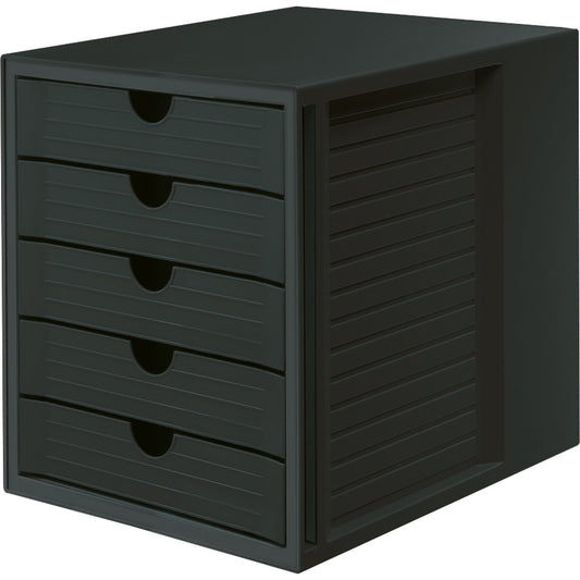 HAN Schubladenbox SYSTEMBOX KARMA 5 Schubladen DIN A4, DIN C4 Kunststoff, 80-100 % Rezyklat Gehäusefarbe: öko-schwarz Farbe der Schublade: öko-schwarz
