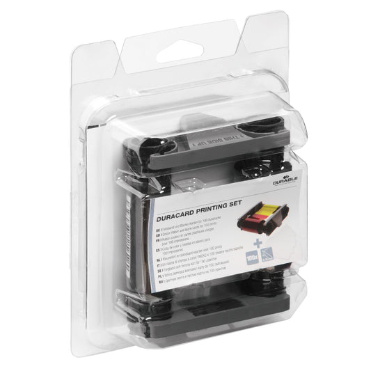 DURABLE Namensschild DURACARD® PRINTING SET 100 Namensschilder, 1 YMCKO-Farbband