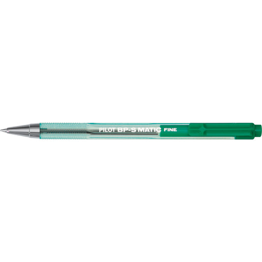 PILOT Kugelschreiber BP-S Matic 0,3mm grün Mine auswechselbar dokumentenecht Schaftfarbe: transparent