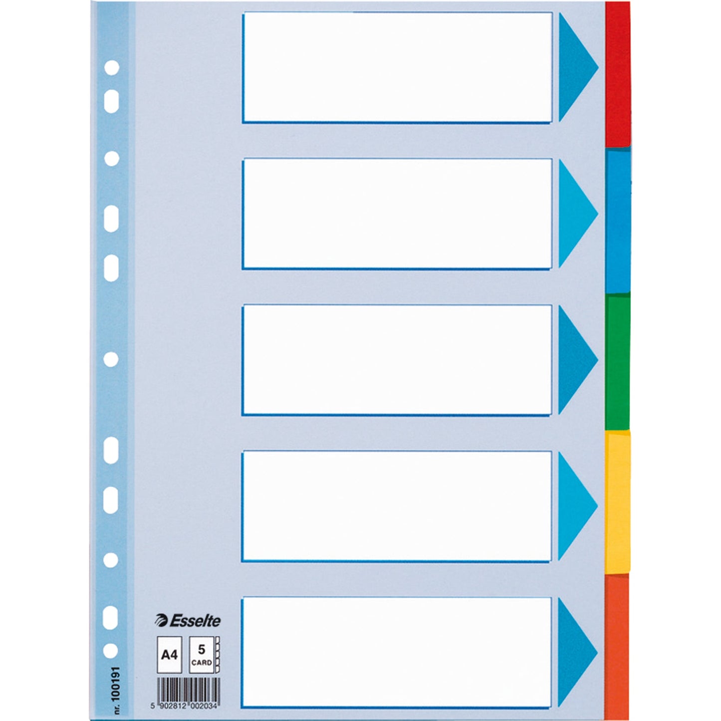 Esselte Ordnerregister DIN A4 blanko Karton hellblau 5 Registerblätter