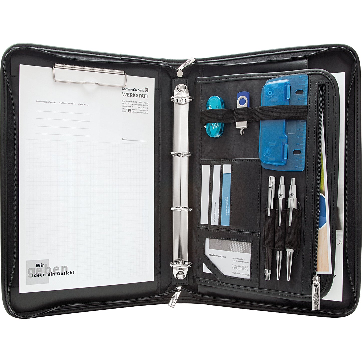 WEDO® Konferenzmappe ELEGANCE 37,5 x 28 x 6,4 cm (B x H x T) Kunstleder/Nylon schwarz