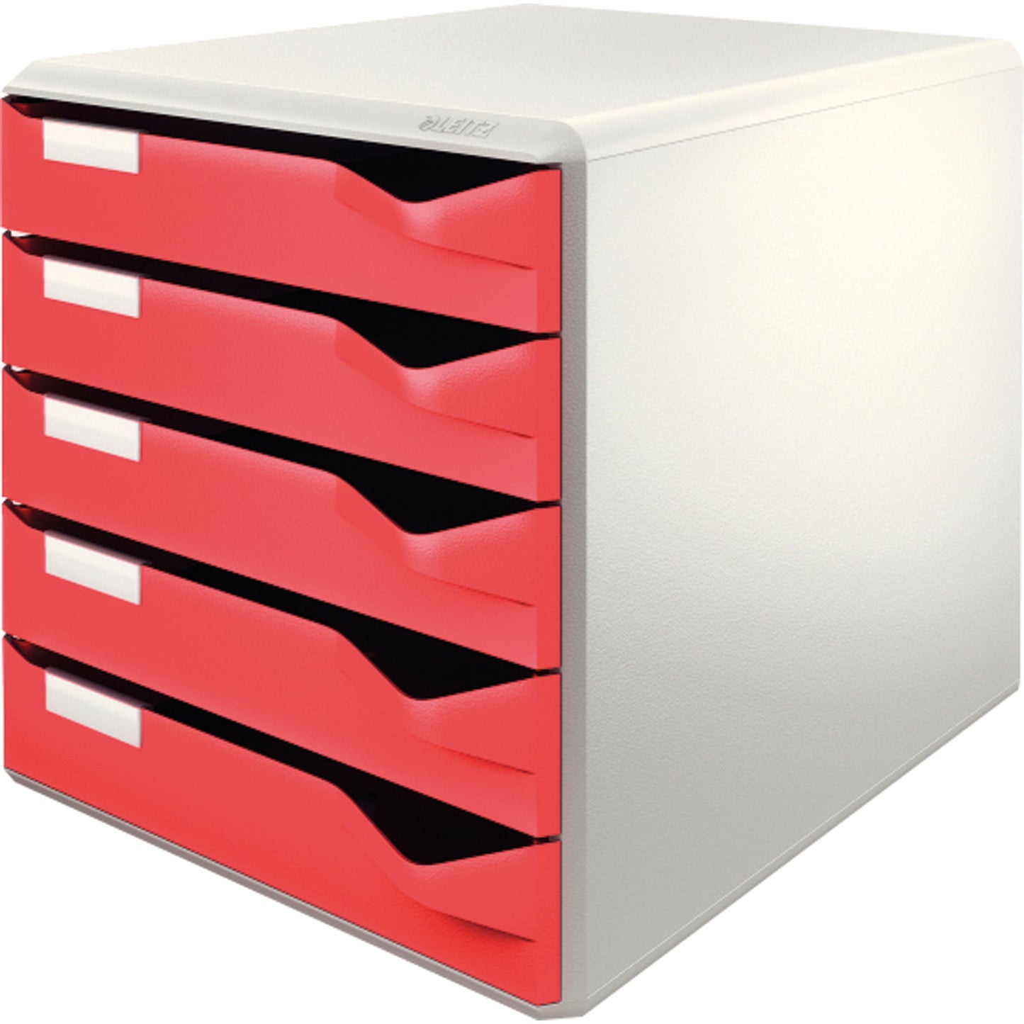 Leitz Schubladenbox 5 Schubladen DIN A4, Überbreite Polystyrol Gehäusefarbe: lichtgrau Farbe der Schublade: rot