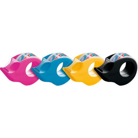 tesa® Handabroller Mini nachfüllbar inkl. 1 Rolle tesafilm® kristall-klar, 19 mm x 10 m (B x L) ohne Lösungsmittel farbig sortiert (freie Farbauswahl nicht möglich)