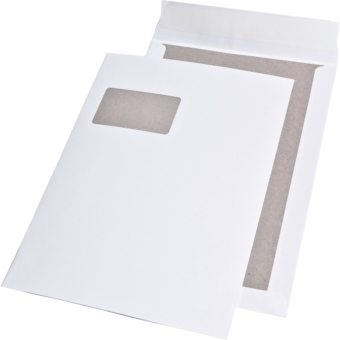 MAILmedia Papprückwandtasche DIN C4 mit Fenster 120g/m² mit Haftklebung Offsetpapier weiß 100 St./Pack.