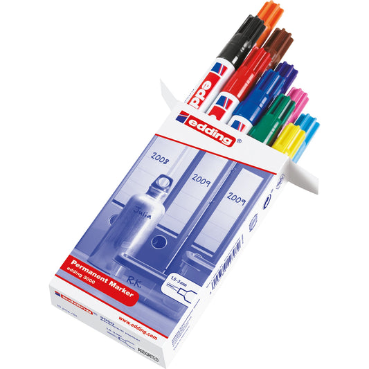 edding Permanentmarker 3000 1,5-3mm farbig sortiert 10 St./Pack.