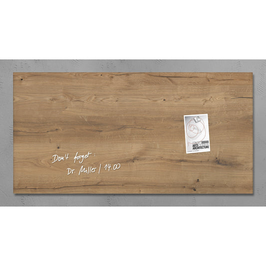 SIGEL Glasboard Artverum 91 x 46 x 1,5 cm (B x H x T) Tafel magnethaftend inkl. 3 starker SuperDym-Magnete Sicherheitsglas design Natural-Wood