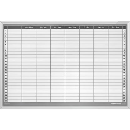 magnetoplan® Wochenplaner CC 92 x 62,5 cm (B x H) inkl. Boardmarker, OHP Marker, Datumsmagnet Aluminium weiß