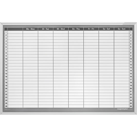 magnetoplan® Wochenplaner CC 92 x 62,5 cm (B x H) inkl. Boardmarker, OHP Marker, Datumsmagnet Aluminium weiß