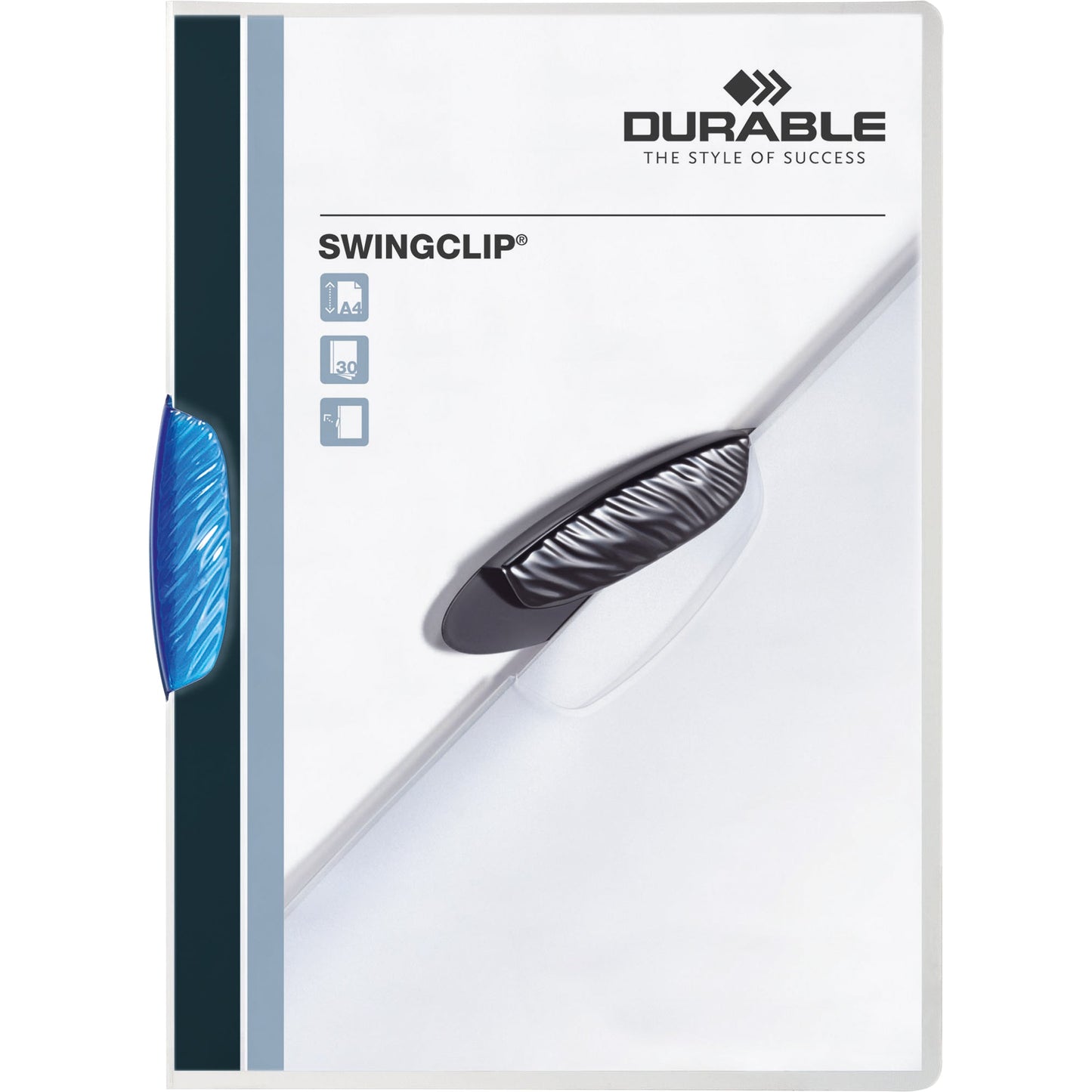 DURABLE Klemmmappe SWINGCLIP® DIN A4 Polypropylen Farbe der Rückseite: transparent Farbe der Klemme: blau