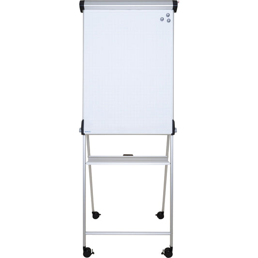 MAUL Mobiles Flipchart MAULpro mit Ablageschale Vierarmfuß mit 4 Rollen Stahl silber