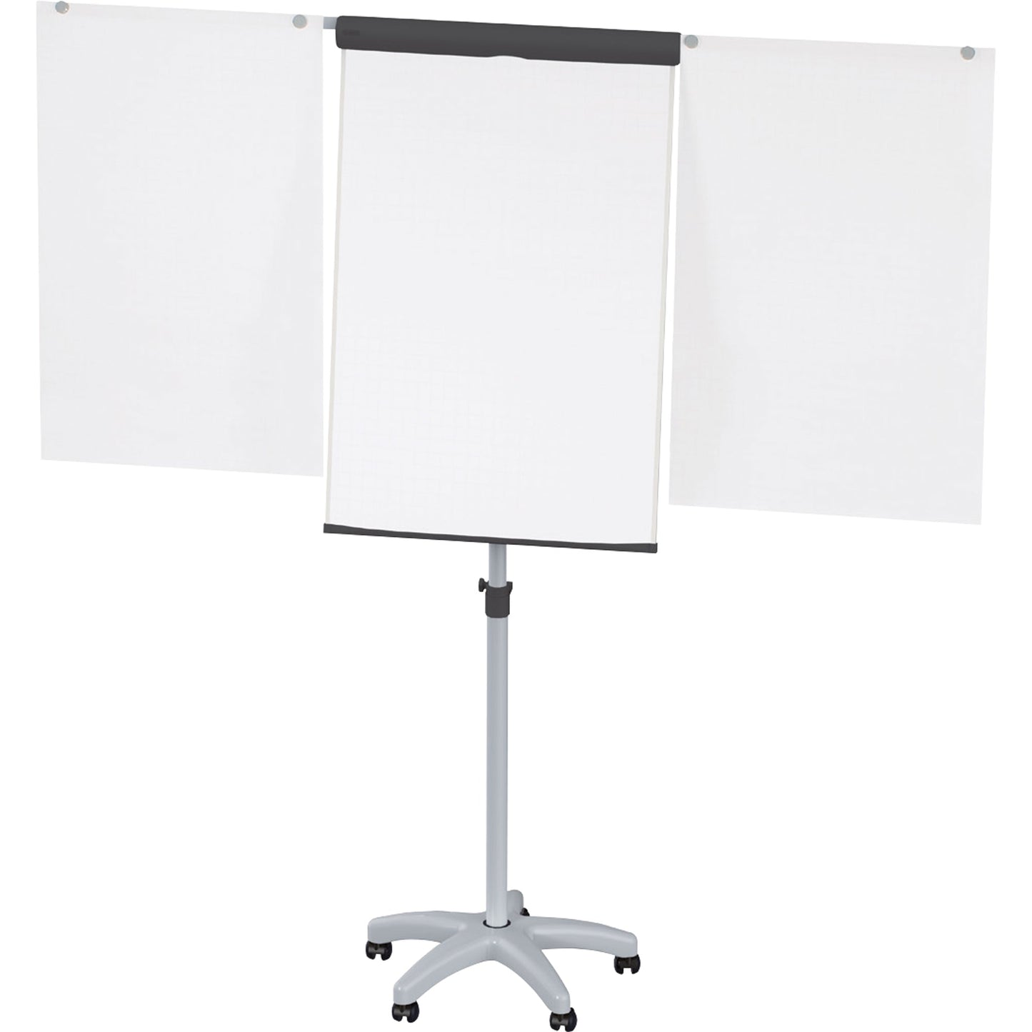 MAUL Mobiles Flipchart MAULstandard mit Ablageschale Sternfuß mit 5 Rollen Stahl silber