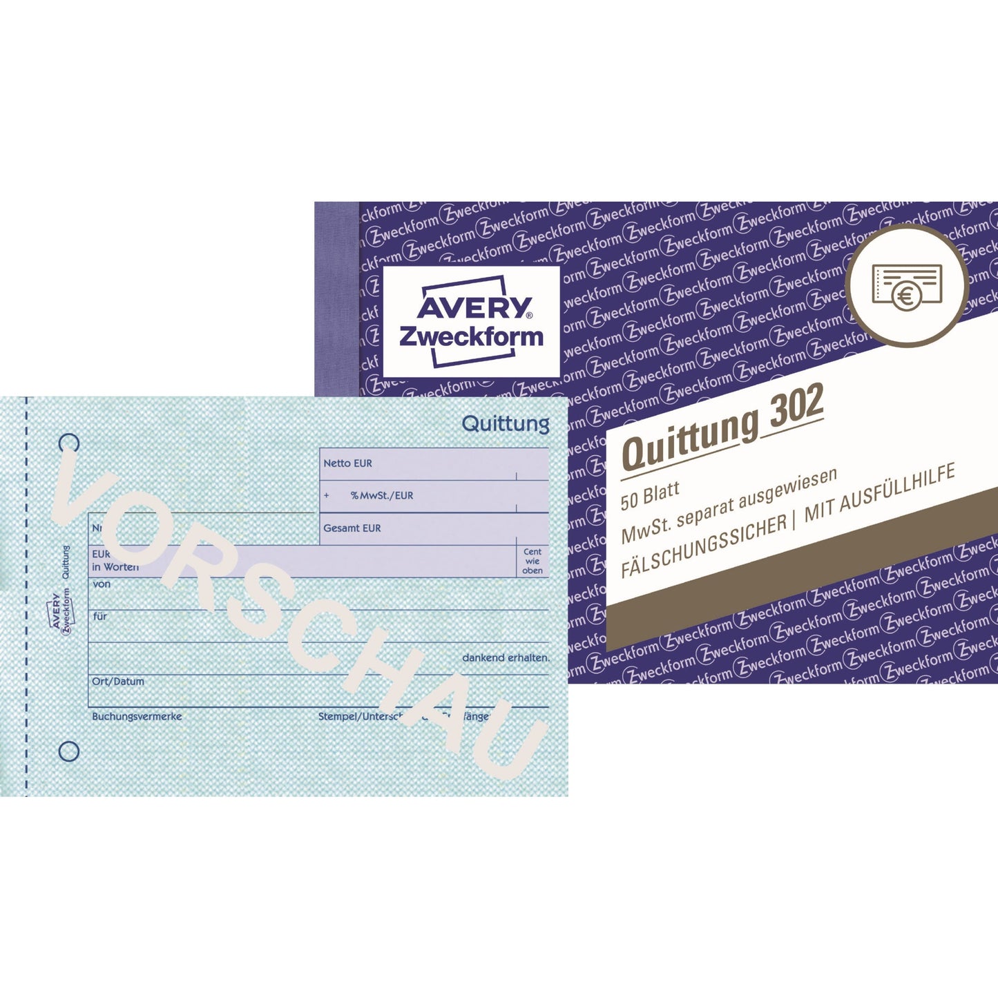 Avery Zweckform Quittung 302 DIN A6 quer nicht selbstdurchschreibend 50 Bl.