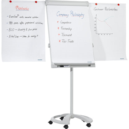 FRANKEN Flipchart PRO Deluxe Mobil 67 x 95 cm (B x H) 195cm Stahl weiß