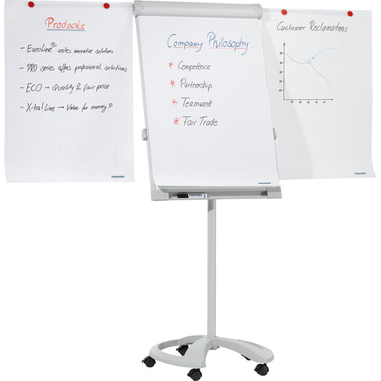 FRANKEN Flipchart PRO Deluxe Mobil 67 x 95 cm (B x H) 195cm Stahl weiß
