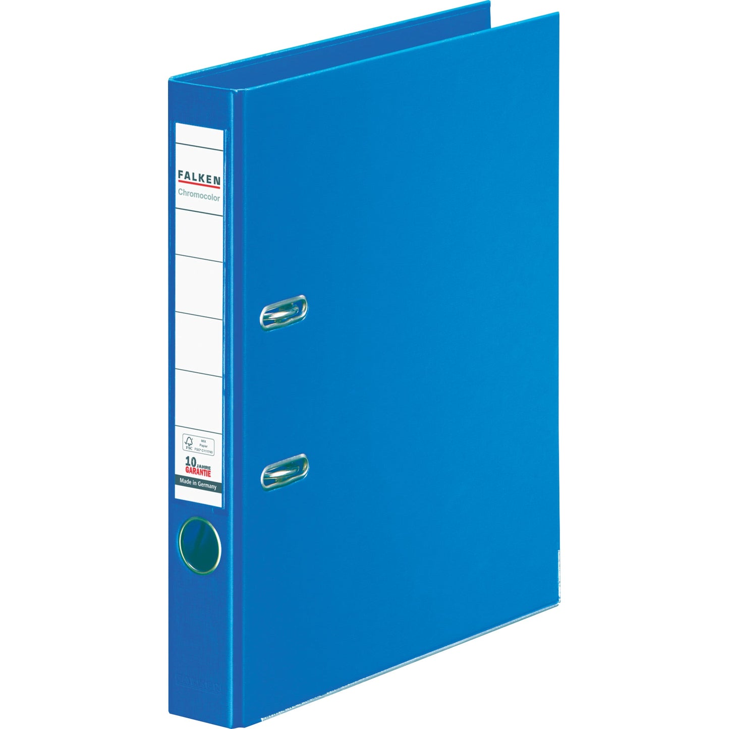 Falken Ordner Chromocolor 50mm DIN A4 Rückenschild: einsteckbar mit Schlitzen Werkstoff: Pappe Material außen: Polypropylen Material innen: Polypropylen blau