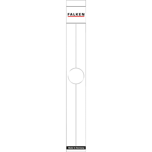 Falken Ordnerrückenetikett schmal/lang 36 x 290 mm (B x H) selbstklebend mit Griffloch weiß 10 Etik./Pack.