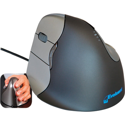 BakkerElkhuizen Optische PC Maus Evoluent 4 Linkshänder ergonomisch USB-A grau/silber
