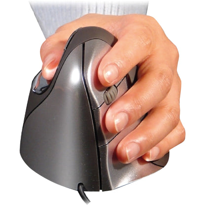 BakkerElkhuizen Optische PC Maus Evoluent 4 Linkshänder ergonomisch USB-A grau/silber