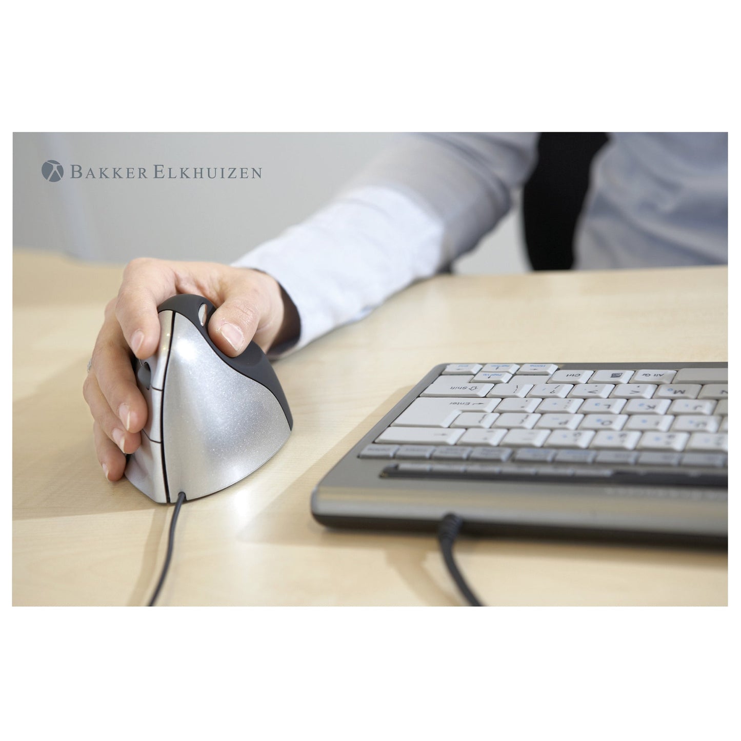 BakkerElkhuizen Optische PC Maus Evoluent 4 Rechtshänder ergonomisch USB-A grau/silber