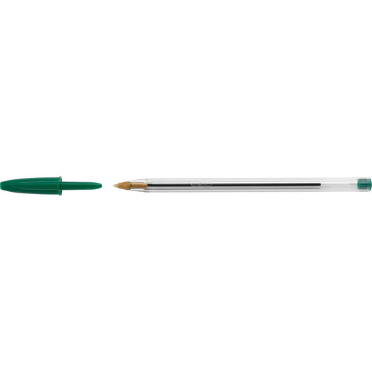 BIC® Kugelschreiber Cristal® Original 0,4mm grün Mine auswechselbar dokumentenecht Schaftfarbe: transparent 50 St./Pack.