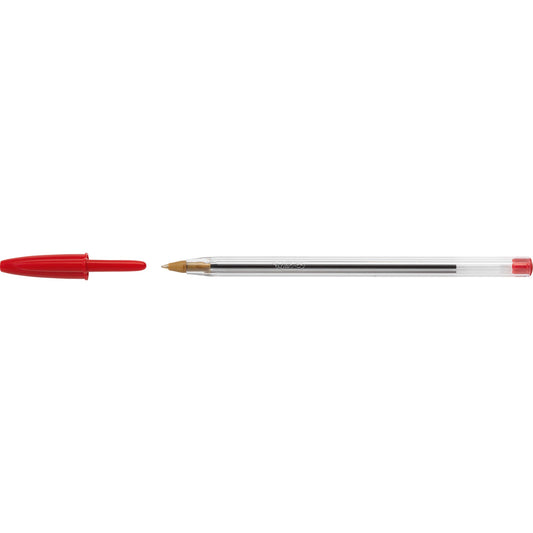 BIC® Kugelschreiber Cristal® Original 0,4mm rot Mine auswechselbar nicht dokumentenecht Schaftfarbe: transparent 50 St./Pack.