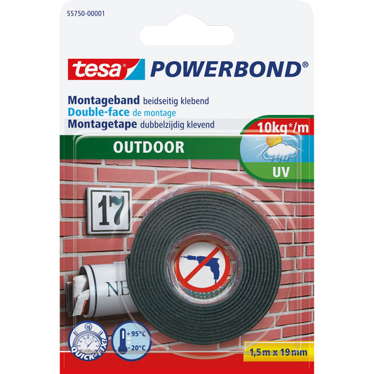 tesa® Montageklebeband Powerbond® Outdoor Außenbereich 19 mm x 1,5 m (B x L) 10kg beidseitig klebend